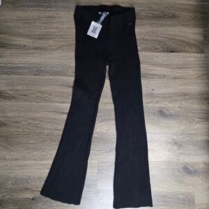 Savage X Fenty Ribbed Knit Flare Pants Black High Waisted Loungewear US 8-10 M